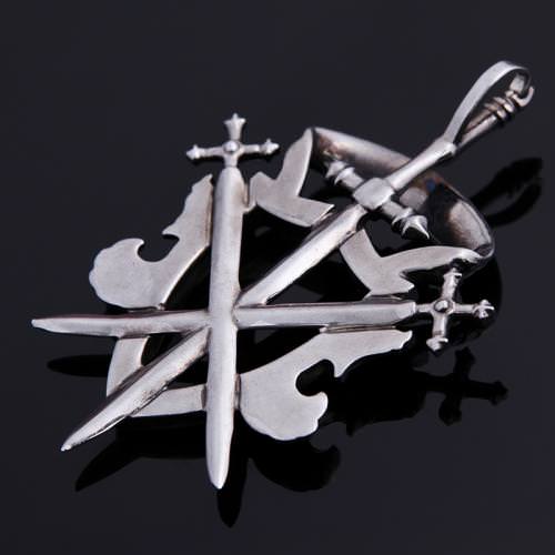 FAMILIA 3DAGGER KNIFE &3D EMBLEM BLACK PENDANT